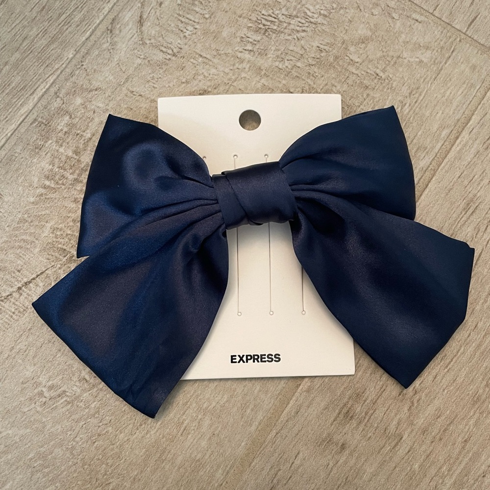 Express Navy Blue Silk Bow Barrette